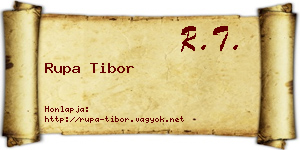 Rupa Tibor névjegykártya